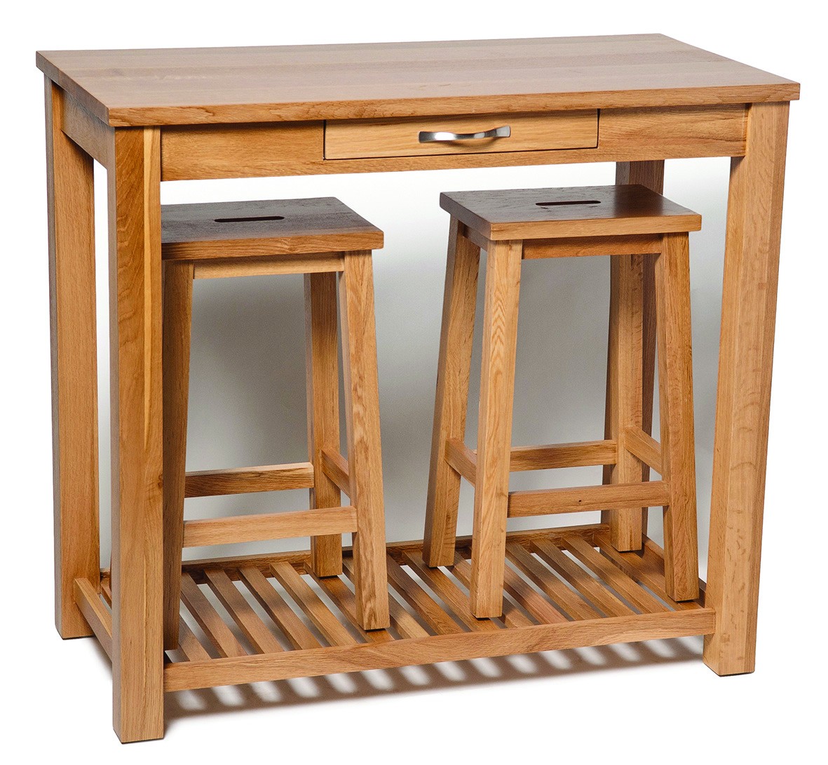 Camberley Oak Breakfast Set Table With Two Stools Dining Sets Dining Room Hallowood